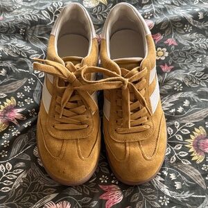 Vince Mustard Yellow Suede Sneakers
